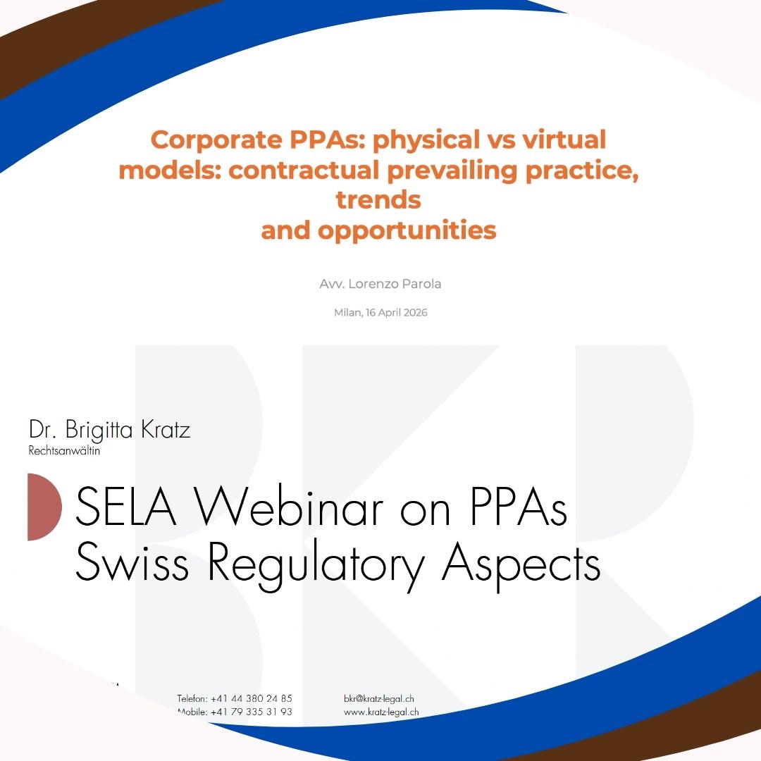 ENERGY LUNCH / SELA Webinar: The Evolution of Power Purchase Agreements in a Comparative Perspective: The Italian and the Swiss Experiences